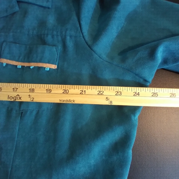 New Frontier Teal Suede Womens Shirt Jacket Size XL Western Boho Aztec Office - Picture 6 of 7
